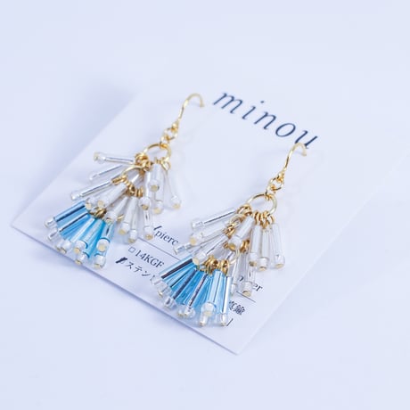 ティアードピアス/イヤリング(シルバー×ライトブルー)(MN250015-10)