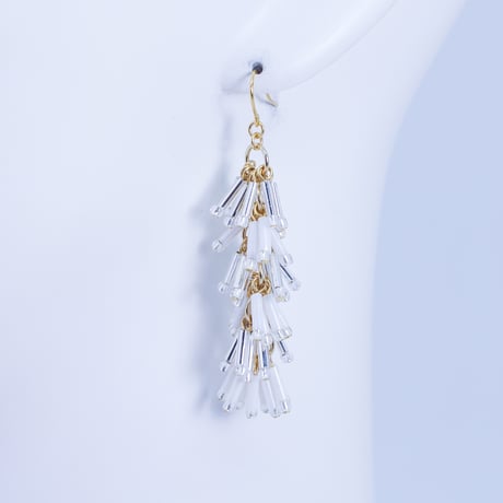 ティアードピアス/イヤリング(シルバー×ホワイト)(MN250019-02)
