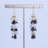 ティアードピアス/イヤリング(シルバー×ブラック)(MN250019-01)