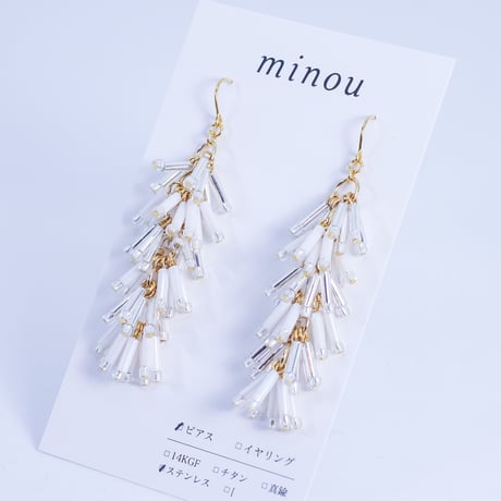 ティアードピアス/イヤリング(シルバー×ホワイト)(MN250019-02)