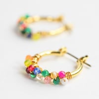 マルチカラーアゲート フープピアス(MN190004-01P)