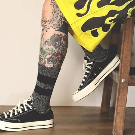 Retro Mid-Tube Cotton Socksclassic stripe(hemp gray × black)