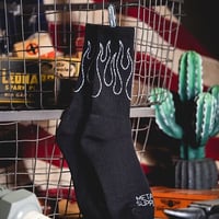 Retro Mid-Tube Cotton Socks flame(black × white)