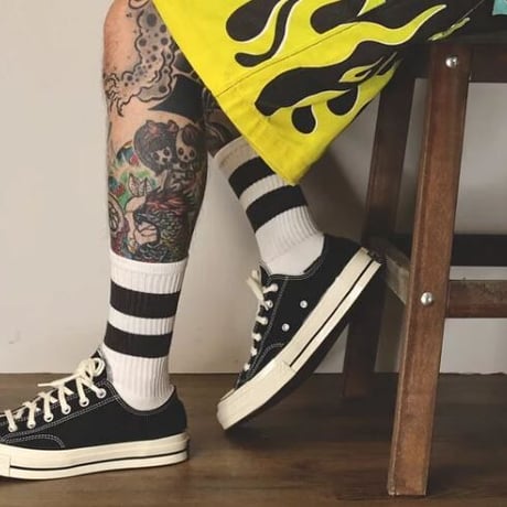 Retro Mid-Tube Cotton Socksclassic stripe(black × white)