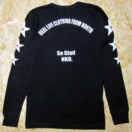 So Glad Waffle Henry Neck L/S TEE Black