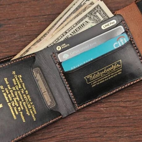 METALIZE brass tag short leather wallet