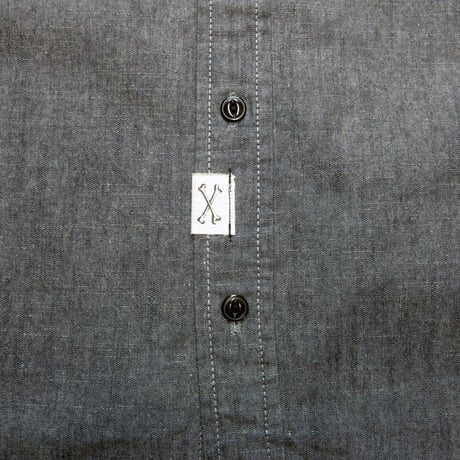 So Glad Band Collar Chambray Shirt Black