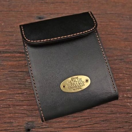 METALIZE brass tag short leather wallet
