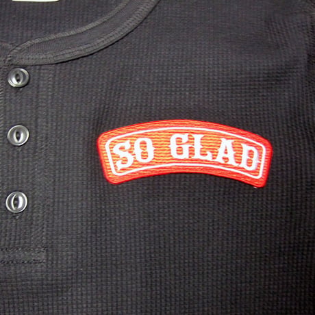 So Glad Waffle Henry Neck L/S TEE Black
