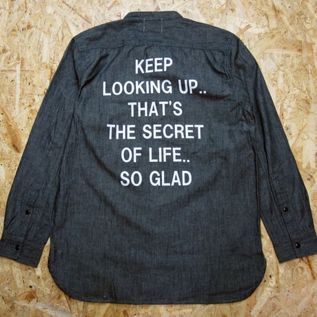 So Glad Band Collar Chambray Shirt Black