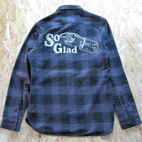 So Glad Hand Flannel Shirt Charcoal×Black