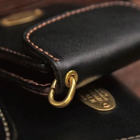 METALIZE brass tag short leather wallet