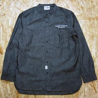 So Glad Band Collar Chambray Shirt Black