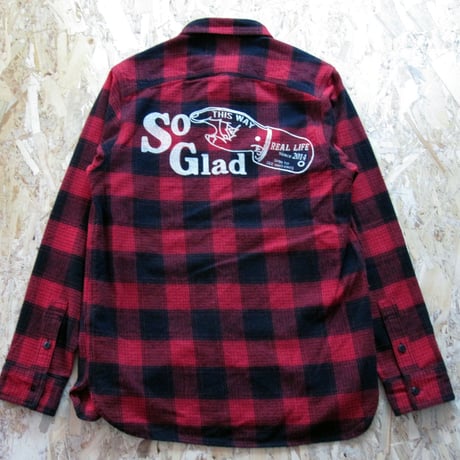 So Glad Hand Flannel Shirt Red×Black