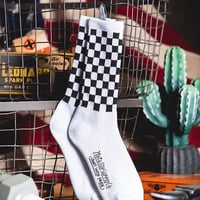 Retro Mid-Tube Cotton Socks checkerboard(black × white)