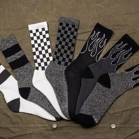 Retro Mid-Tube Cotton Socks checkerboard(hemp gray × black)