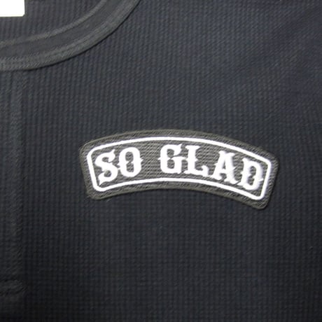 So Glad Waffle Henry Neck L/S TEE Black