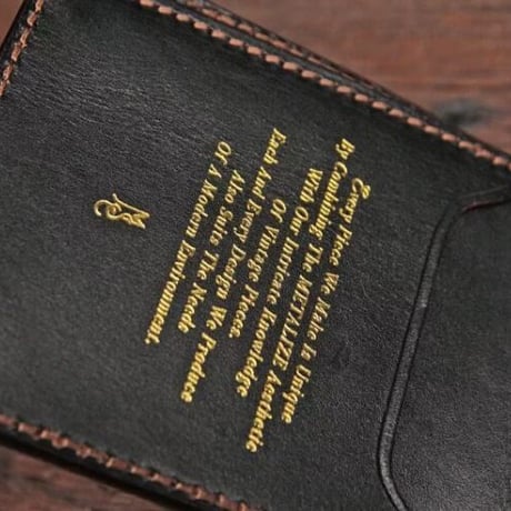METALIZE brass tag short leather wallet