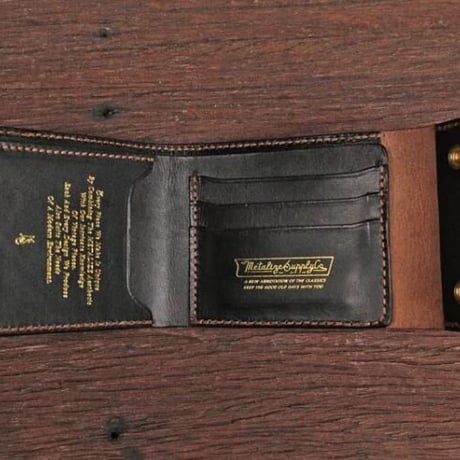 METALIZE brass tag short leather wallet
