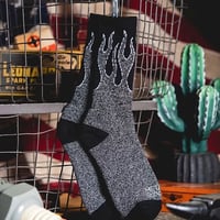 Retro Mid-Tube Cotton Socks flame(hemp gray × black)