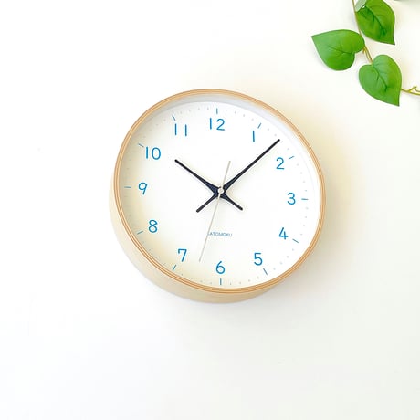 【名入れ付き】 KATOMOKU plywood clock 22 ライトブルー km-121LB 木製 掛け時計