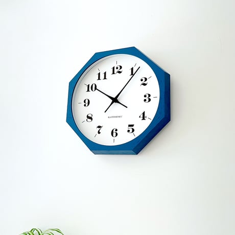 【名入れ付き】KATOMOKU muku clock 12 八角形 ブルー km-97BL8 木製 掛け時計