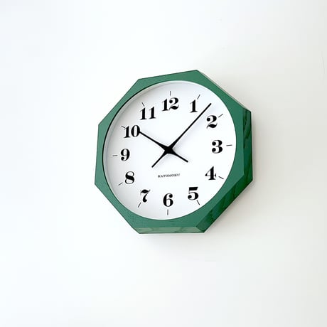 【名入れ付き】KATOMOKU muku clock 12 八角形 グリーン km-97GR8 木製 掛け時計