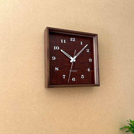 【名入れ付き】 KATOMOKU muku square clock 4 ウォールナット km-144WA 木製 掛け時計