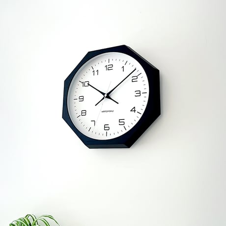 【名入れ付き】KATOMOKU muku clock 11 八角形 ブラック km-94BK8 木製 掛け時計