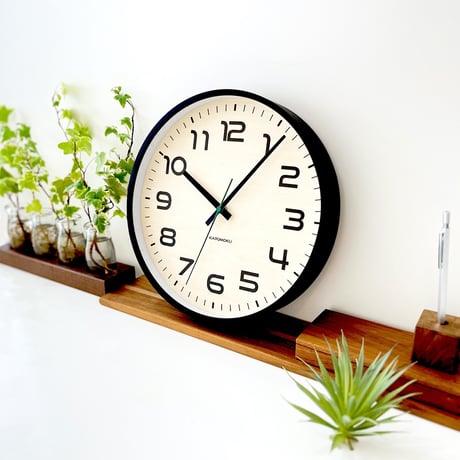 【名入れ付き】 KATOMOKU plywood clock 23 シナ文字盤 ブラック km-145BK 木製 掛け時計
