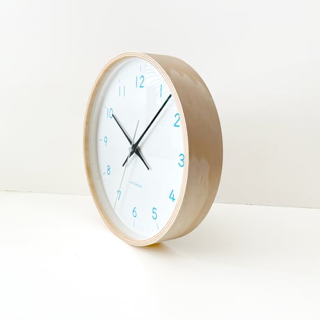 【名入れ付き】 KATOMOKU plywood clock 22 ライトブルー km-121LB 木製 掛け時計