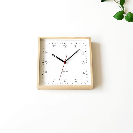 【名入れ付き】KATOMOKU square clock 3 ヒノキ km-114NA 木製 掛け時計