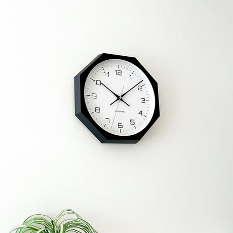 【名入れ付き】KATOMOKU muku clock 11 八角形 ブラック km-94BK8 木製 掛け時計