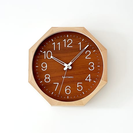 【名入れ付き】 KATOMOKU muku clock 2 八角形 ウォールナット文字盤 km-73NA8 木製 掛け時計