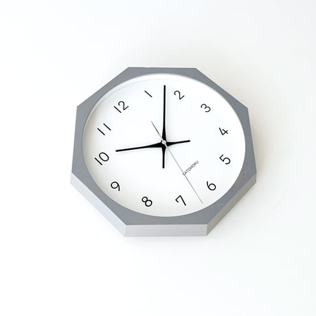 【名入れ付き】KATOMOKU muku clock 13 八角形 グレー km-104GR8 木製 掛け時計