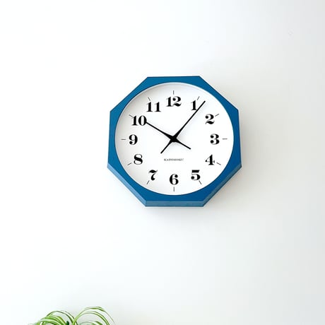 【名入れ付き】KATOMOKU muku clock 12 八角形 ブルー km-97BL8 木製 掛け時計