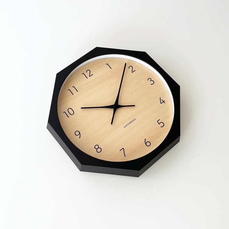 名入れ付き】KATOMOKU muku clock 7 八角形 ブラック km-83NA8