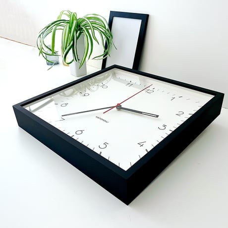 【名入れ付き】KATOMOKU square clock 3 ブラック km-114BK 木製 掛け時計