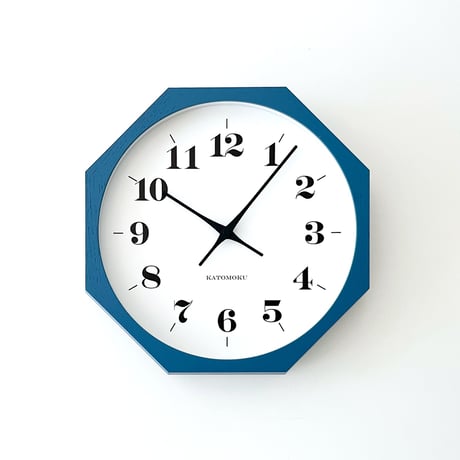 【名入れ付き】KATOMOKU muku clock 12 八角形 ブルー km-97BL8 木製 掛け時計