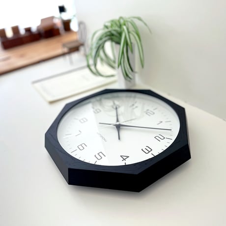【名入れ付き】KATOMOKU muku clock 11 八角形 ブラック km-94BK8 木製 掛け時計