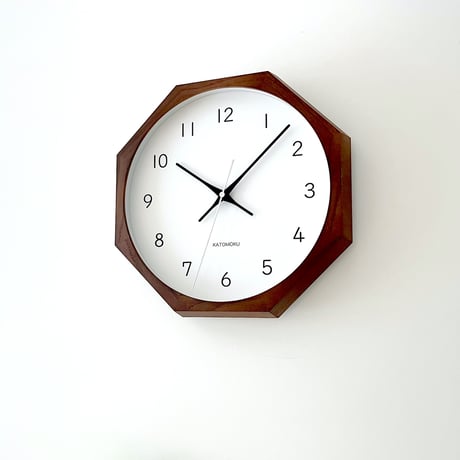 【名入れ付き】KATOMOKU muku clock 13 八角形 ブラウン km-104BR8 木製 掛け時計