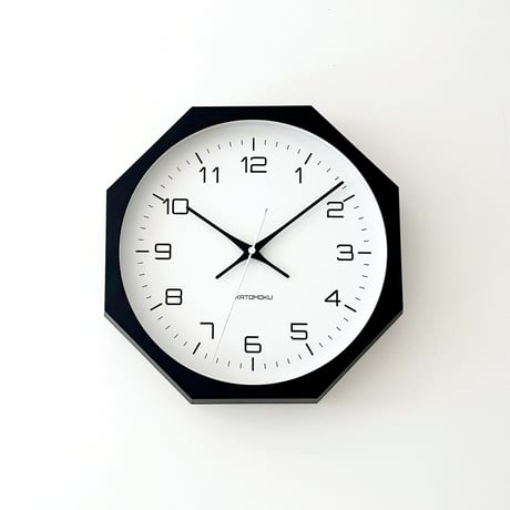 【名入れ付き】KATOMOKU muku clock 11 八角形 ブラック km-94BK8 木製 掛け時計