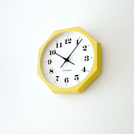 【名入れ付き】KATOMOKU muku clock 12 八角形 イエロー km-97YE8 木製 掛け時計