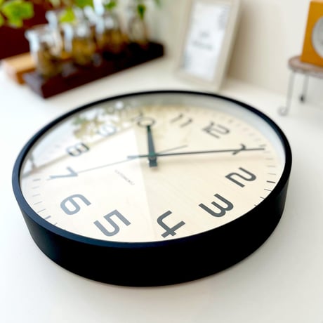 【名入れ付き】 KATOMOKU plywood clock 23 シナ文字盤 ブラック km-145BK 木製 掛け時計