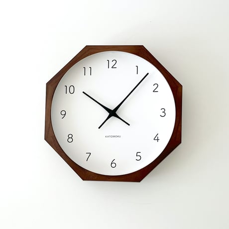 【名入れ付き】KATOMOKU muku clock 7 八角形 ブラウン km-60BR8 掛け時計 木製 静音