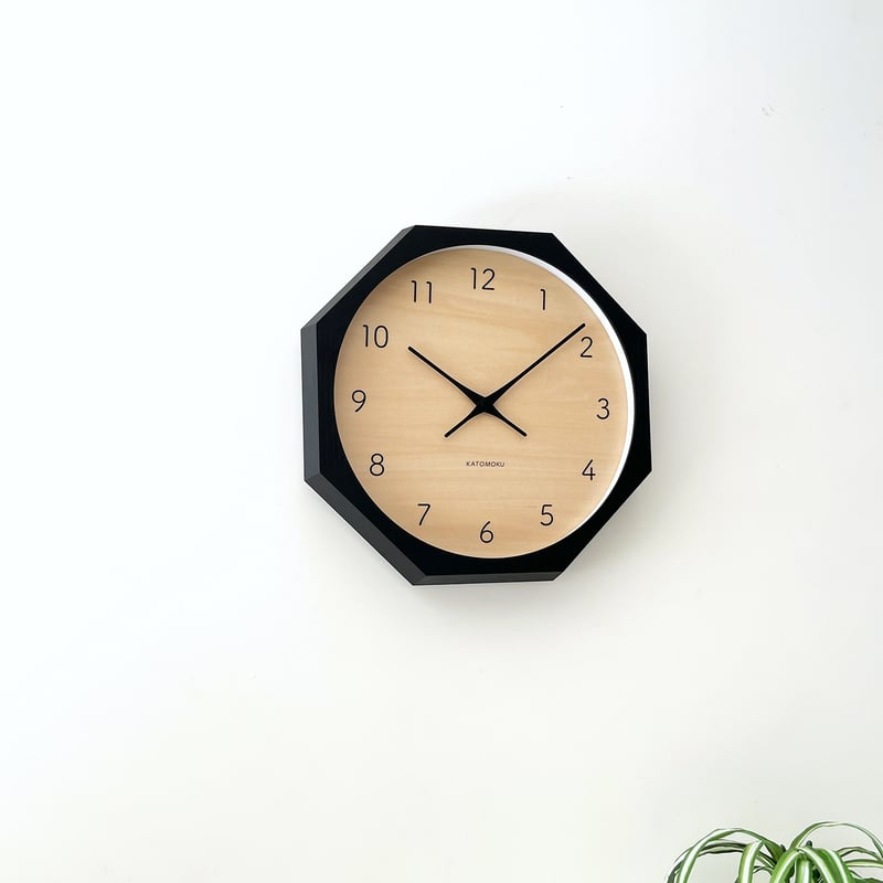 名入れ付き】KATOMOKU muku clock 7 八角形 ブラック km-83NA8