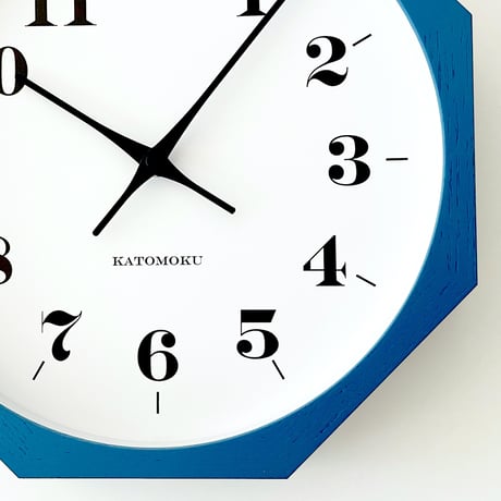 【名入れ付き】KATOMOKU muku clock 12 八角形 ブルー km-97BL8 木製 掛け時計