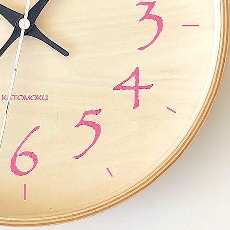 【名入れ付き】 KATOMOKU plywood clock 21 ライトピンク km-120LP 木製 掛け時計