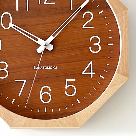【名入れ付き】 KATOMOKU muku clock 2 八角形 ウォールナット文字盤 km-73NA8 木製 掛け時計