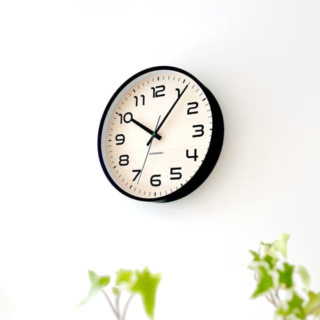 【名入れ付き】 KATOMOKU plywood clock 23 シナ文字盤 ブラック km-145BK 木製 掛け時計